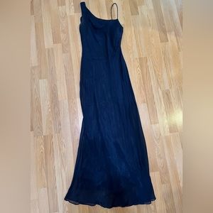 One shoulder with spaghetti strap gown